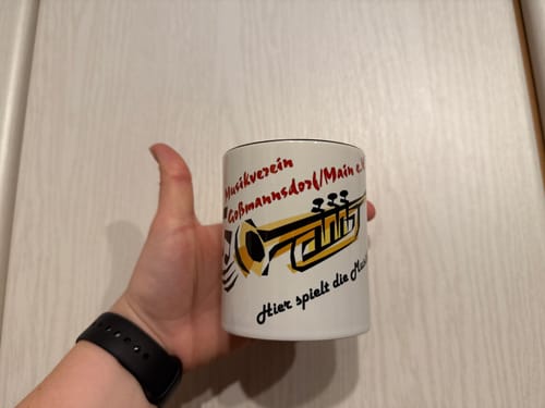 Customer photo review of TassenExpress - Becher Keramik Tasse mit Logo bedruckt 325ml Firmenlogo