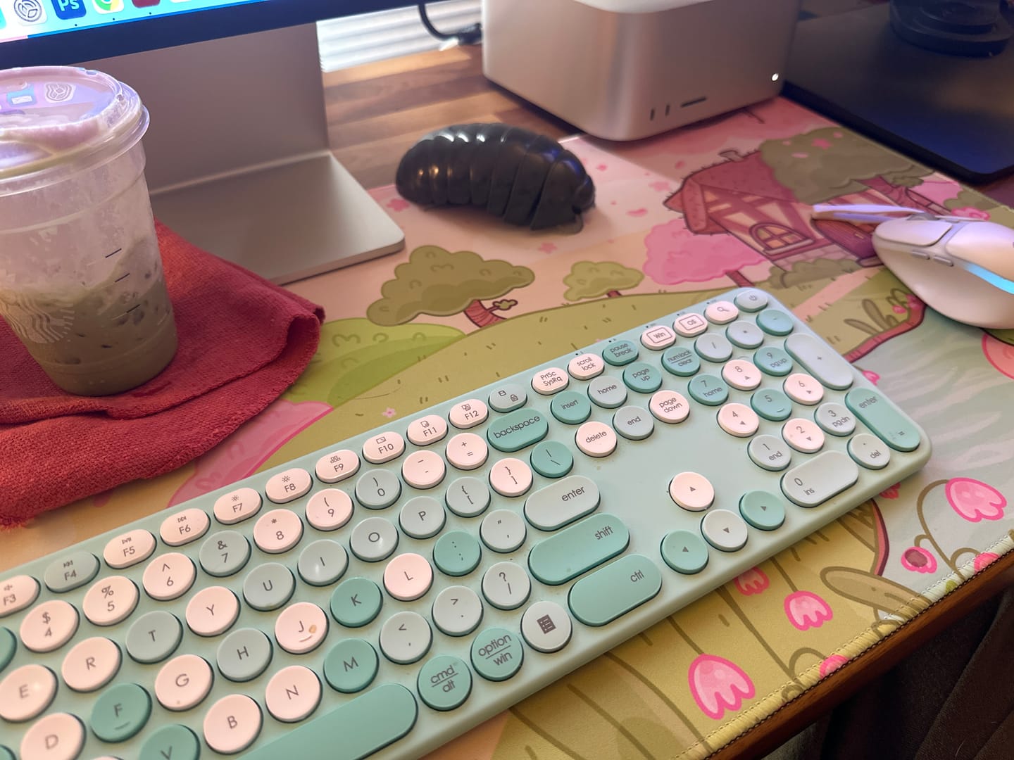 Customer photo review of Sakura Cherry Blossom Gaming Desk Mat | Froggo & Bumblebutt Kawaii Mouse Pad | Cottagecore Desk Mat | Katnipp Studios Desk Mat