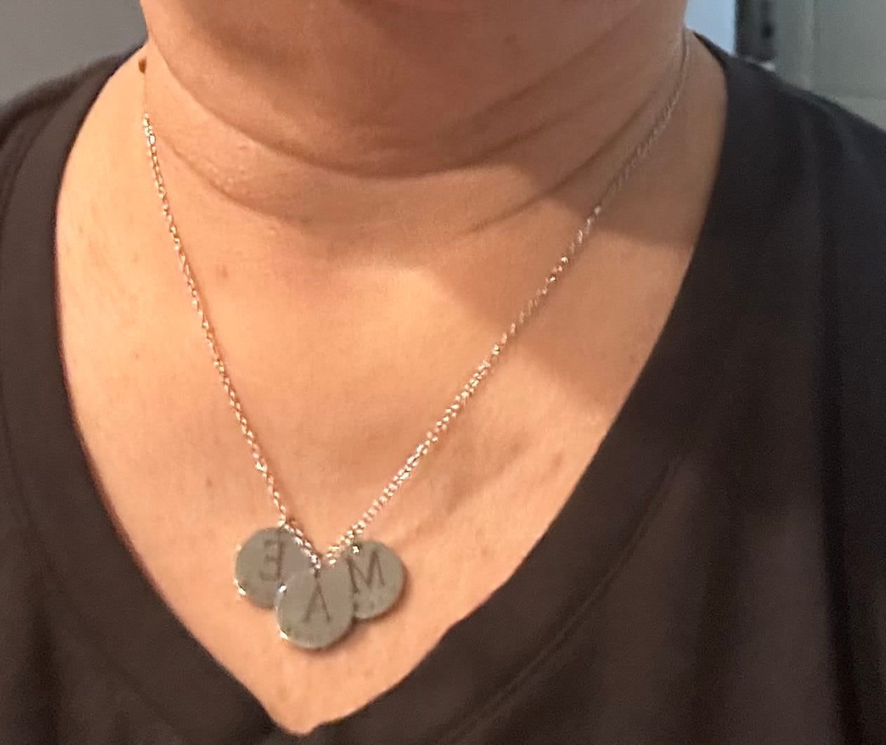 Customer photo review of Initial Date Charm Necklace