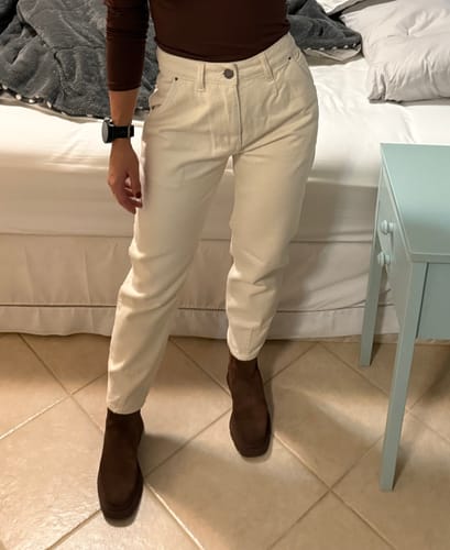 Carine N. review of Calça Jeans Slouchy Cacau Bege image 1 out of 1
