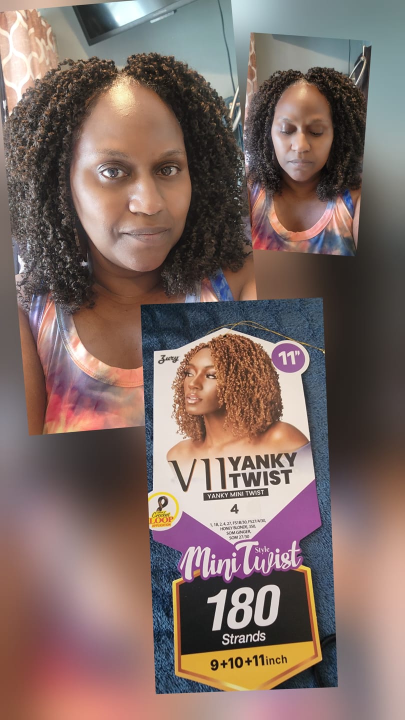 Customer photo review of Zury Sis V11 Mini Twist Crochet Loop Braids - YANKY TWIST 9"/10"/11"