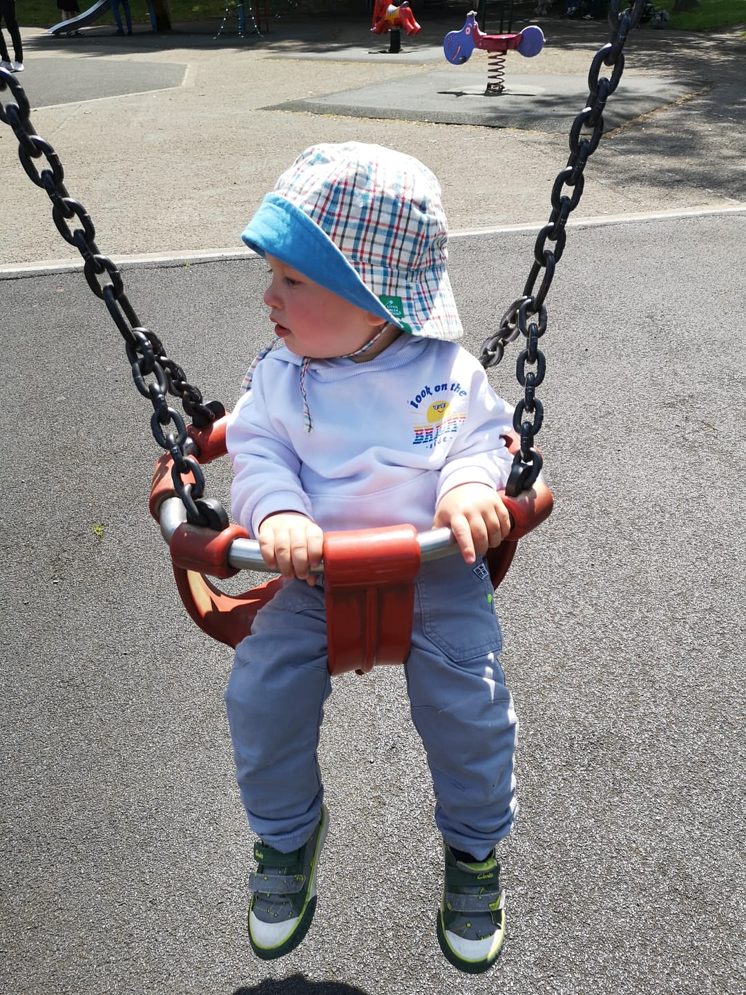 Customer photo review of Checked Seersucker Reversible Sunhat