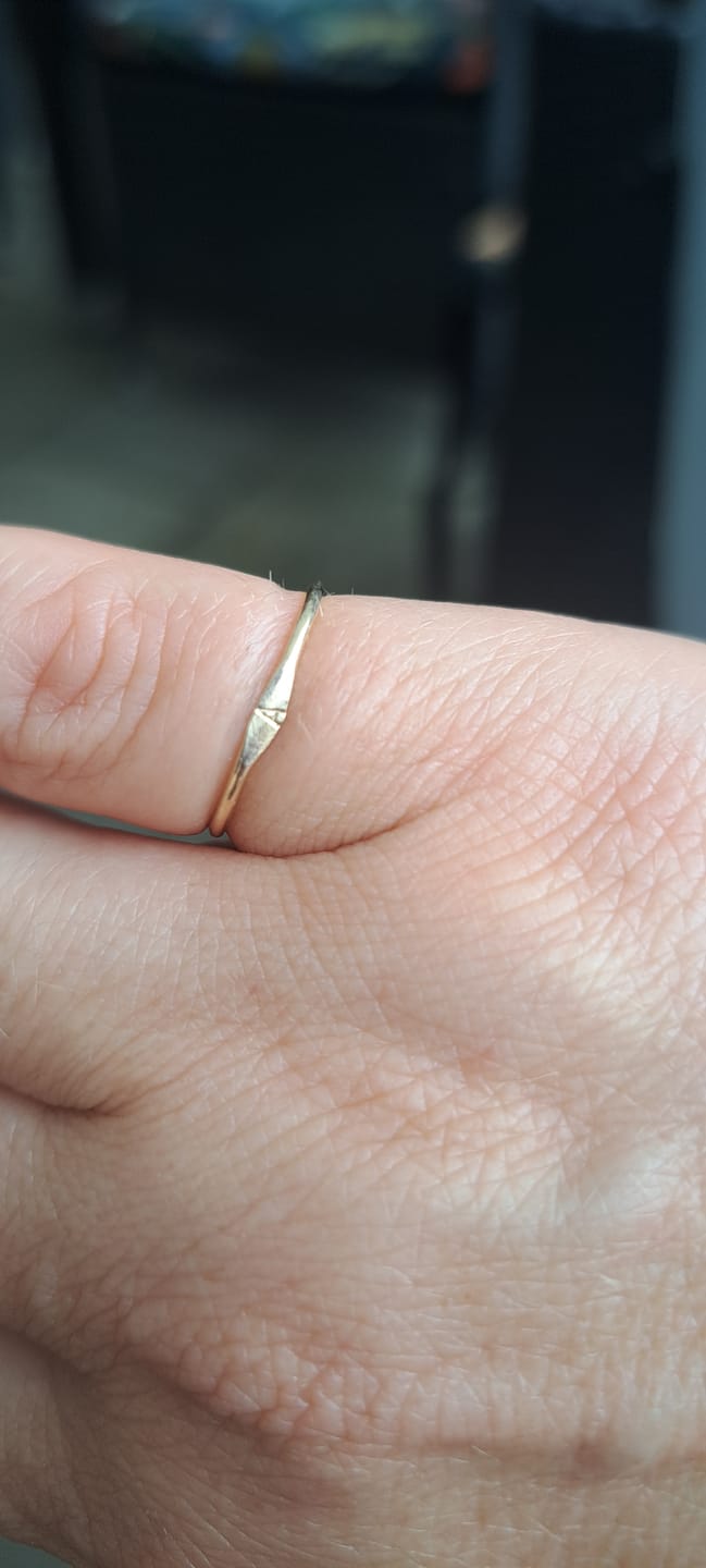 Customer photo review of 14K Gold Tiny Signet Ring