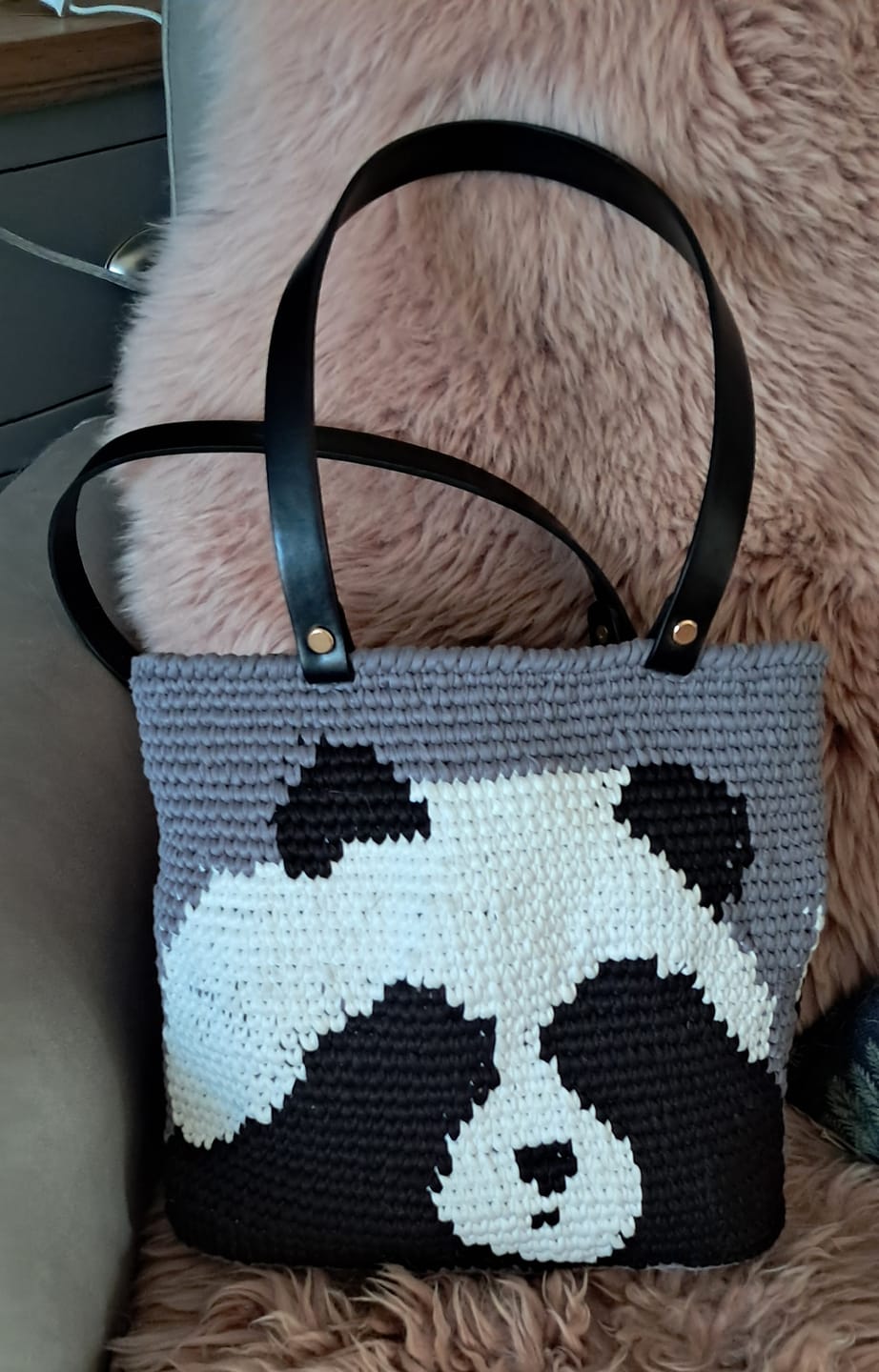 Customer photo review of Chunky Panda Crochet Tote Kit