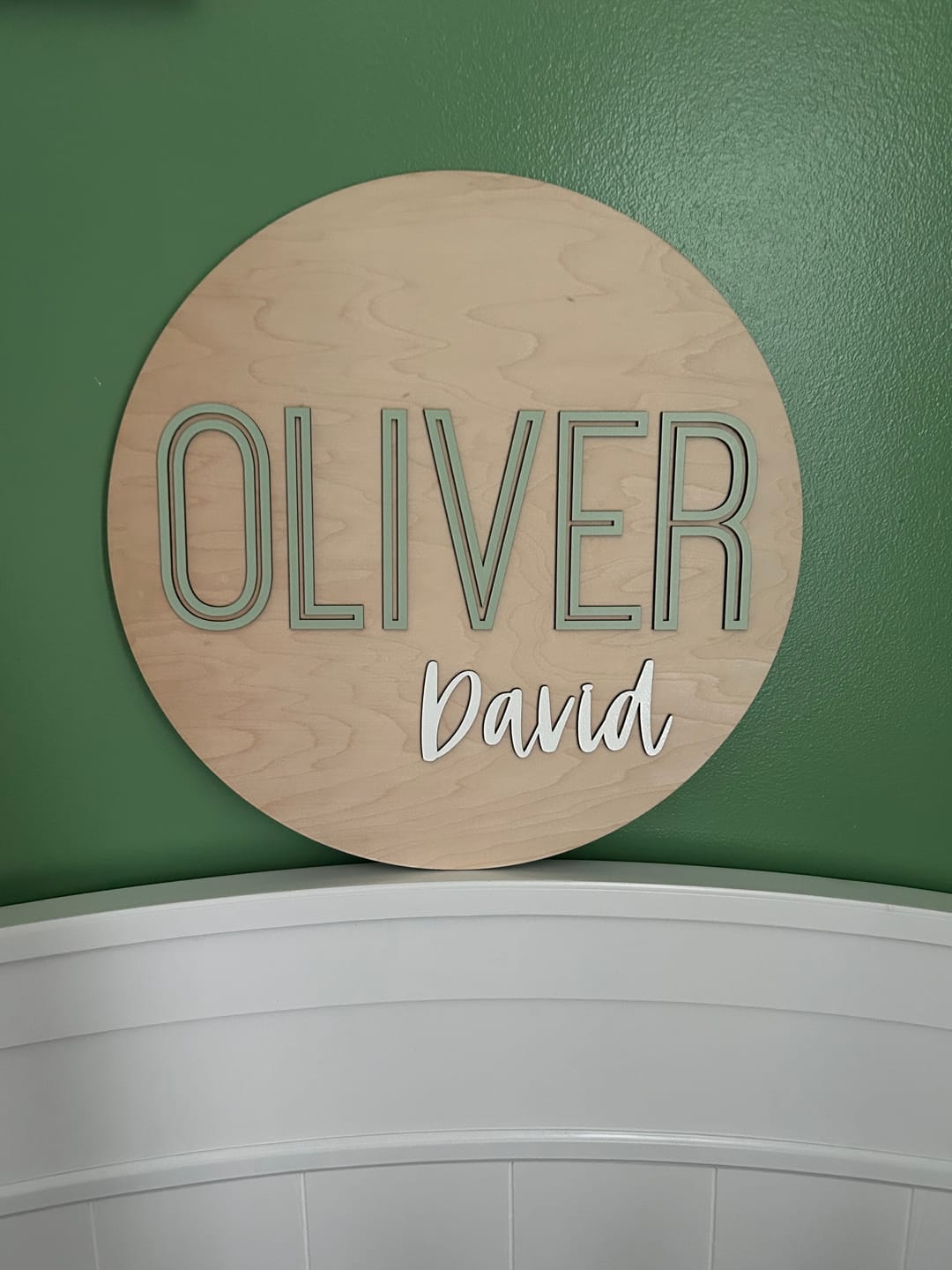 Customer photo review of Round Nursery Name Sign