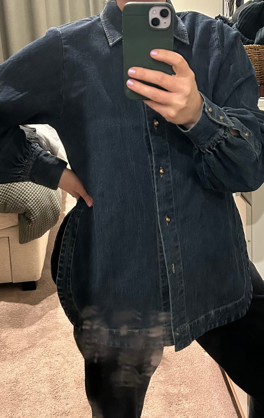 Customer photo review of Isla Denim Shacket