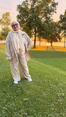 Customer photo review of Pressed Crease Wide Leg Pants - Olive Branch XL