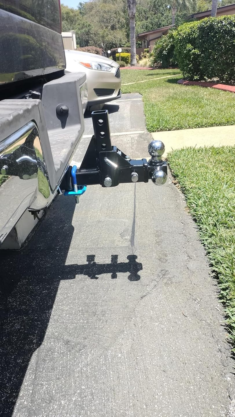 Customer photo review of TYT Adjustable Trailer Hitch Towing Ball Mount, Tri-Ball (1-7/8" X 2" X 2-5/16"), Fits 2" Receiver, 10,000 LBS GTW