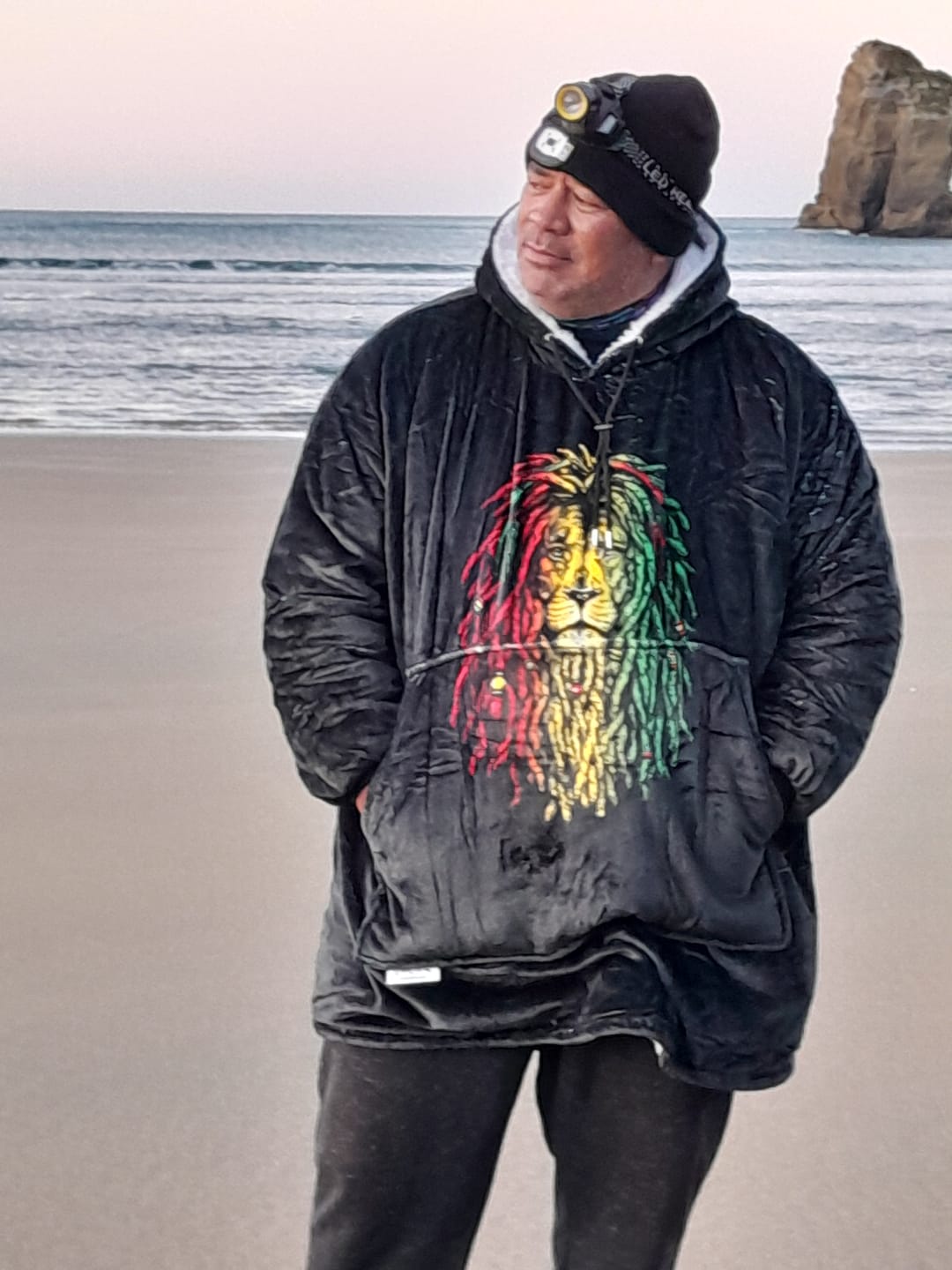 Customer photo review of ADULTS BLANKET HOODIE - RASTA LION