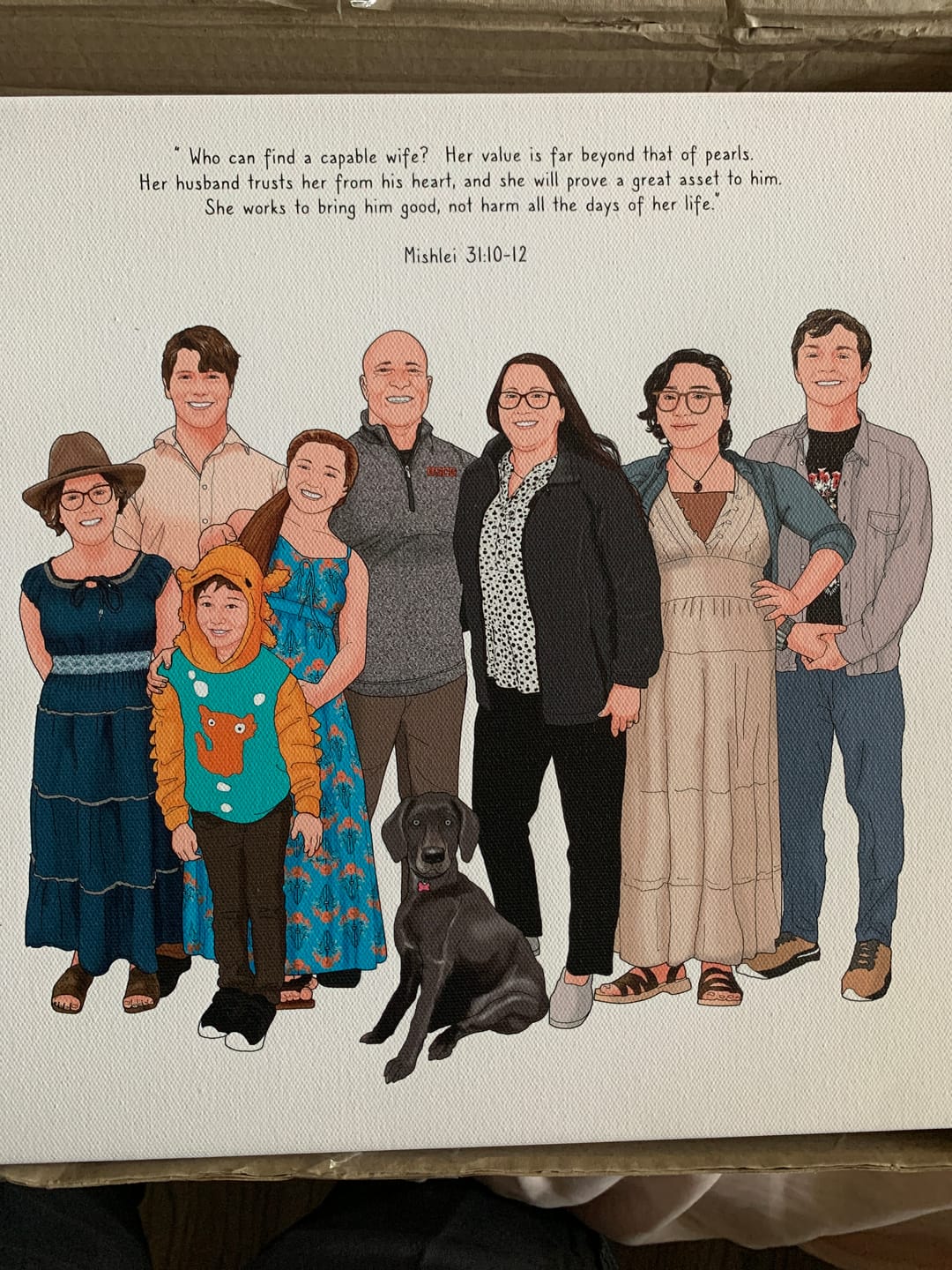 Customer photo review of Custom Family Portrait With Pets - Anniversary Cartoon Drawing - Portrait Drawn from Photos