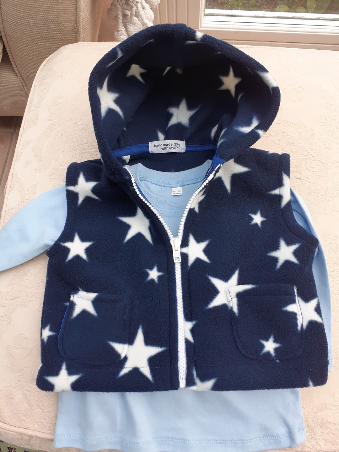 Customer photo review of White Stars Anti Pill Polar Fleece Fabric
