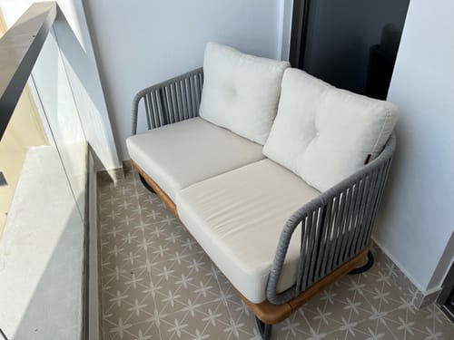 Customer photo review of Forsa Solid Teak Wood And Aluminum Outdoor Sofa 1836462 (Mythra Sofa)