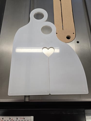 Customer photo review of 15.75x11.5" Small Romeo & Juliet With Heart Set Acrylic Router Template