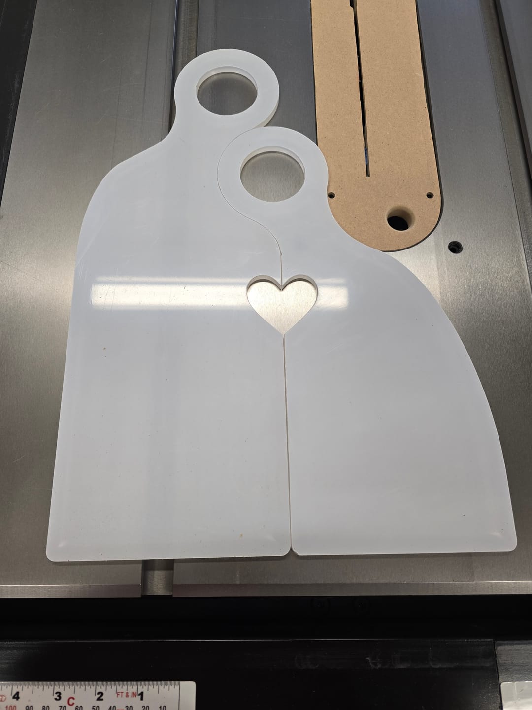 Customer photo review of 15.75x11.5" Small Romeo & Juliet With Heart Set Acrylic Router Template