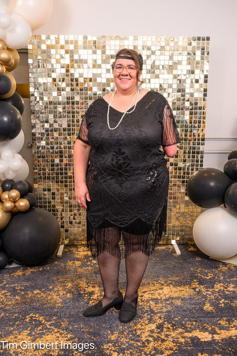Customer photo review of 1920s Black Evelyn Plus Size Gatsby Dress
