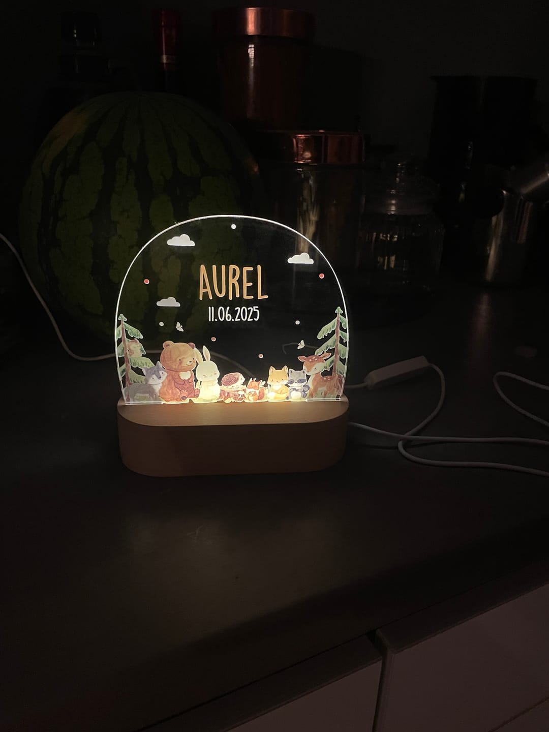 Customer photo review of Nachtlicht Kinder personalisiert - Niedliche Waldtiere