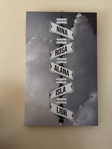 Customer photo review of DATE OF BIRTH OF CHILDREN by Cstm Canvas