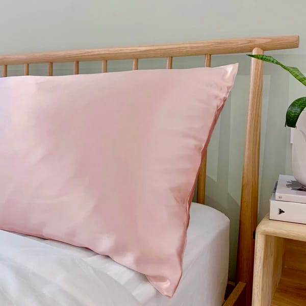 Customer photo review of Pink Mulberry Silk Pillowcase – NZ Standard Size (Queen), Envelope Closure