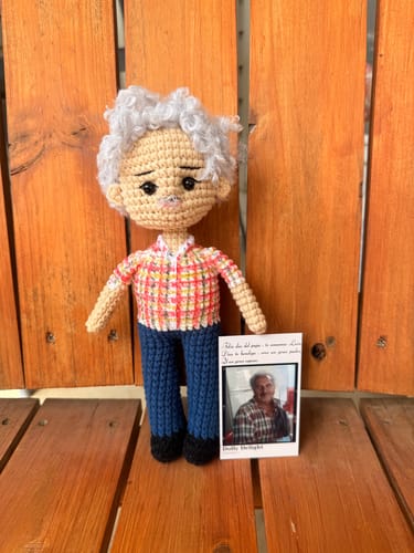 Customer photo review of Dolly® Personalized Crochet Doll with Photo Card
