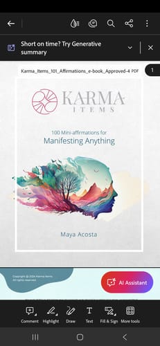Customer photo review of 100 Mini-Affirmations for Manifesting Anything
