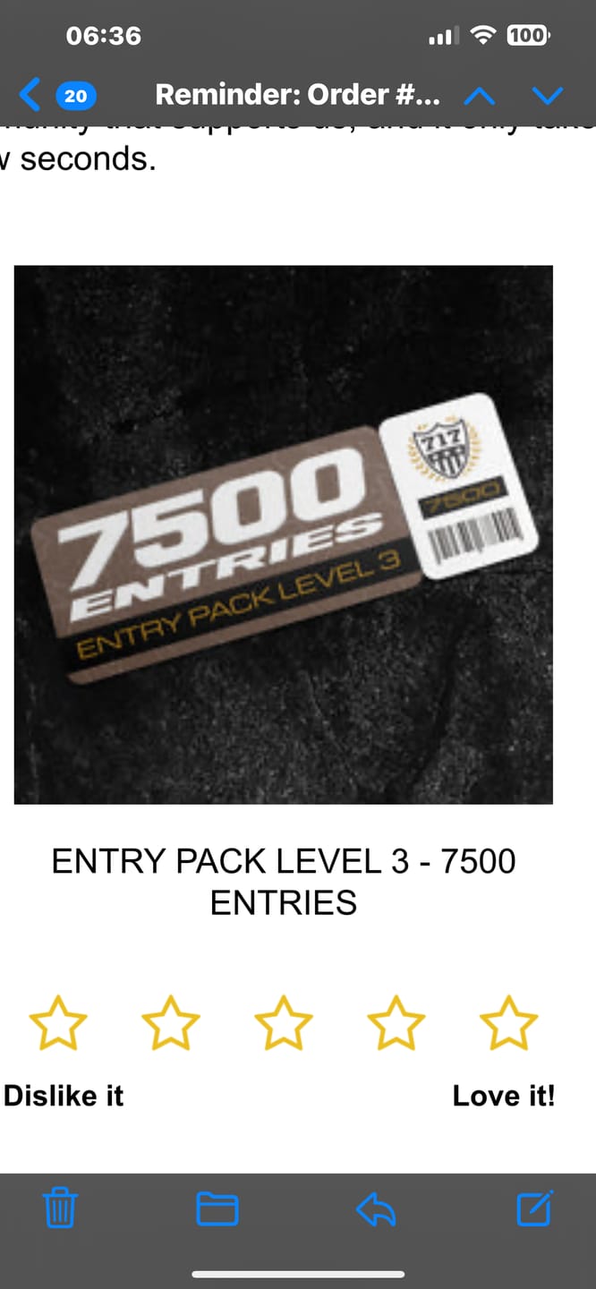 Customer photo review of ENTRY PACK LEVEL 3 - 7500 ENTRIES