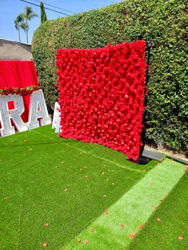 Customer photo review of Full Red Roses Fabric Flower Wall For Wedding Arrangement Romantic Atmosphere