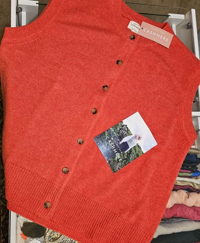 Customer photo review of Brand New Watermelon Orange Cashmere Crew Neck Waistcoat Extra Large UK 20-22