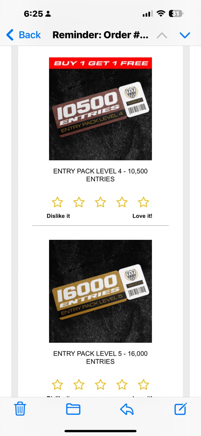 Customer photo review of ENTRY PACK LEVEL 4 - 10,500 ENTRIES