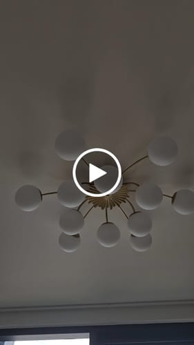 Customer video review of 12-Light Opal Glass Sputnik Semi Flush Chandelier