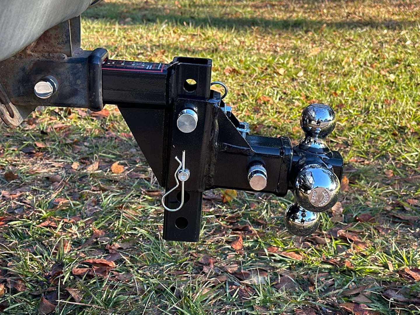 Customer photo review of TYT Adjustable Trailer Hitch Towing Ball Mount, Tri-Ball (1-7/8" X 2" X 2-5/16"), Fits 2" Receiver, 10,000 LBS GTW