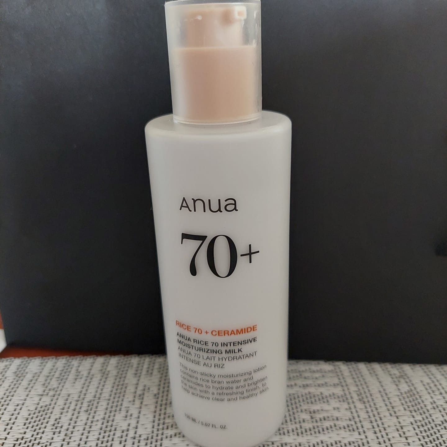 Customer photo review of Pieniņš spīduma piešķiršanai ādai ar rīsiem Anua Rice 70 Intensive Moisturizing Milk