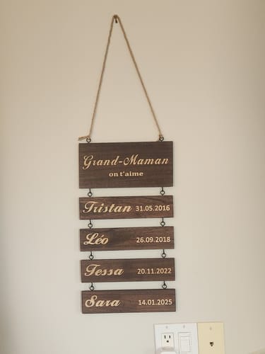 Customer photo review of Personalized Grandkids Hanging Sign | 2024 Version Engraved Design