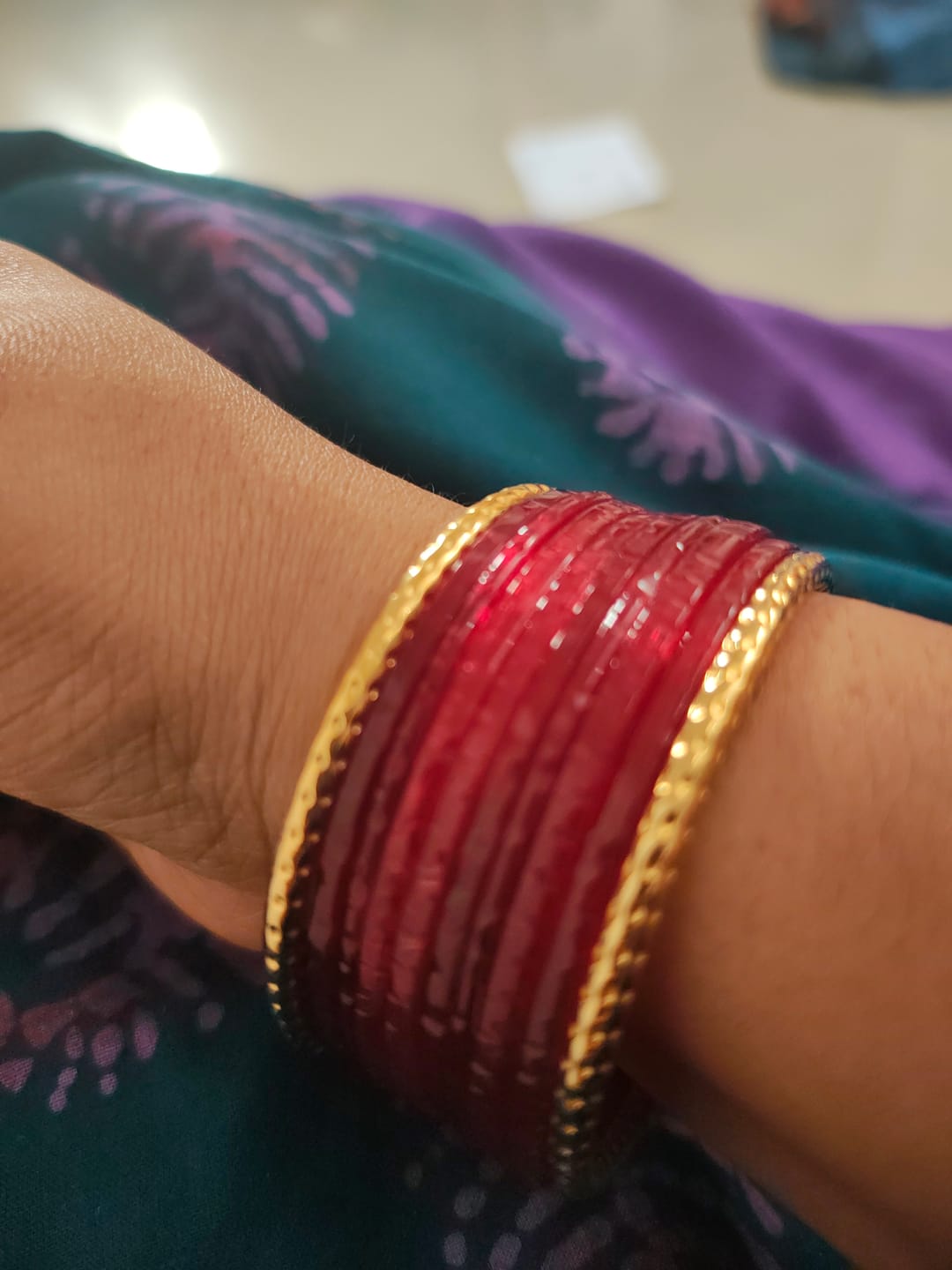 Customer photo review of Gold Plated Circle Hammered Buddhist Bracelet