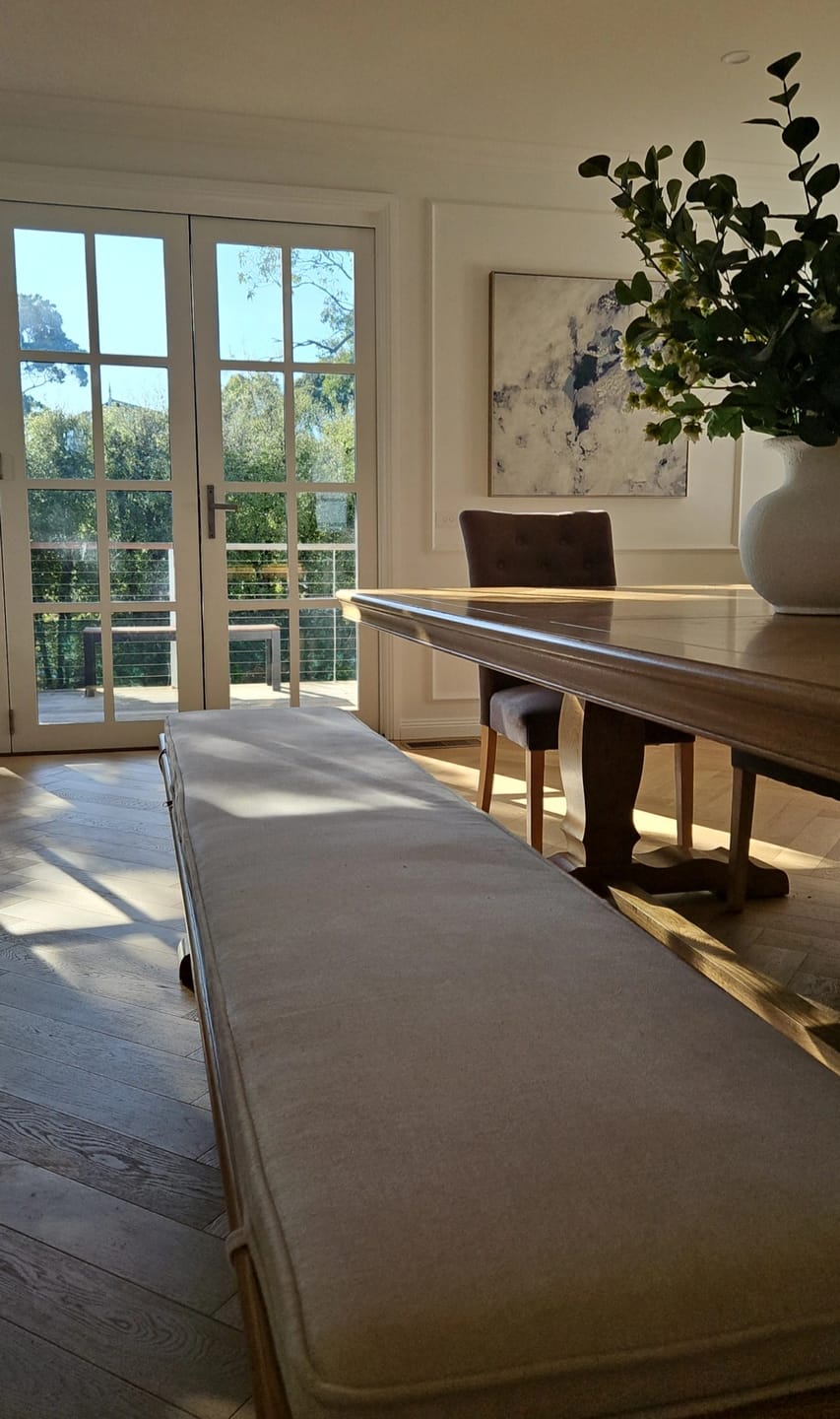 Customer photo review of Kensington Parquetry Natural Oak Dining Table