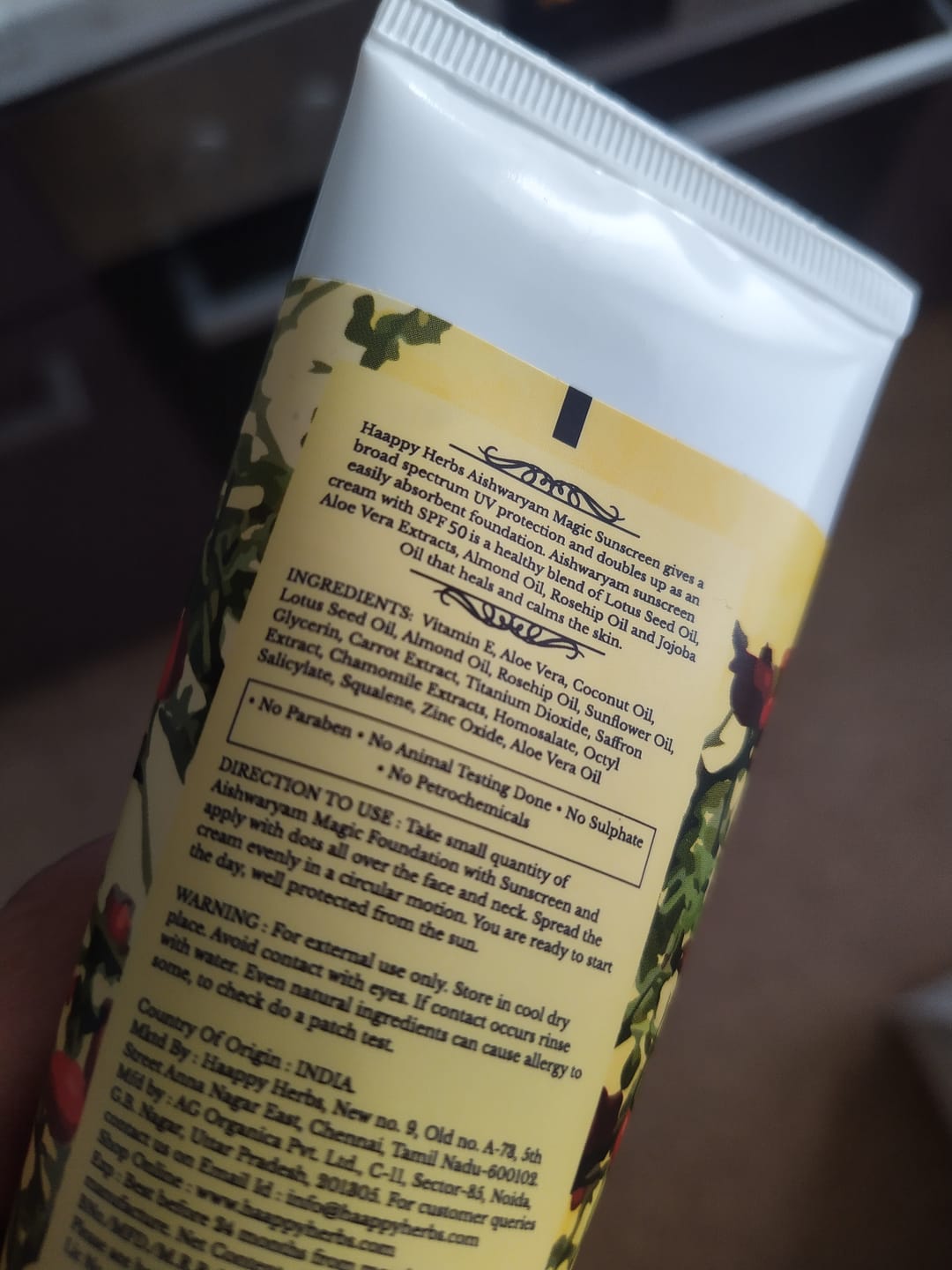 Customer photo review of Aishwaryam SPF50 Powerful,weightless & Moisturizing Sunscreen , Pa++,uva& Uvb Protection