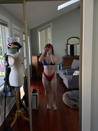 Customer photo review of CARSON Scarlet Red Cheeky Bikini Bottom