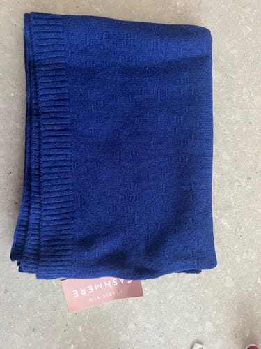 Customer photo review of Brand New Lapis Blue Recycled Cashmere Wrap
