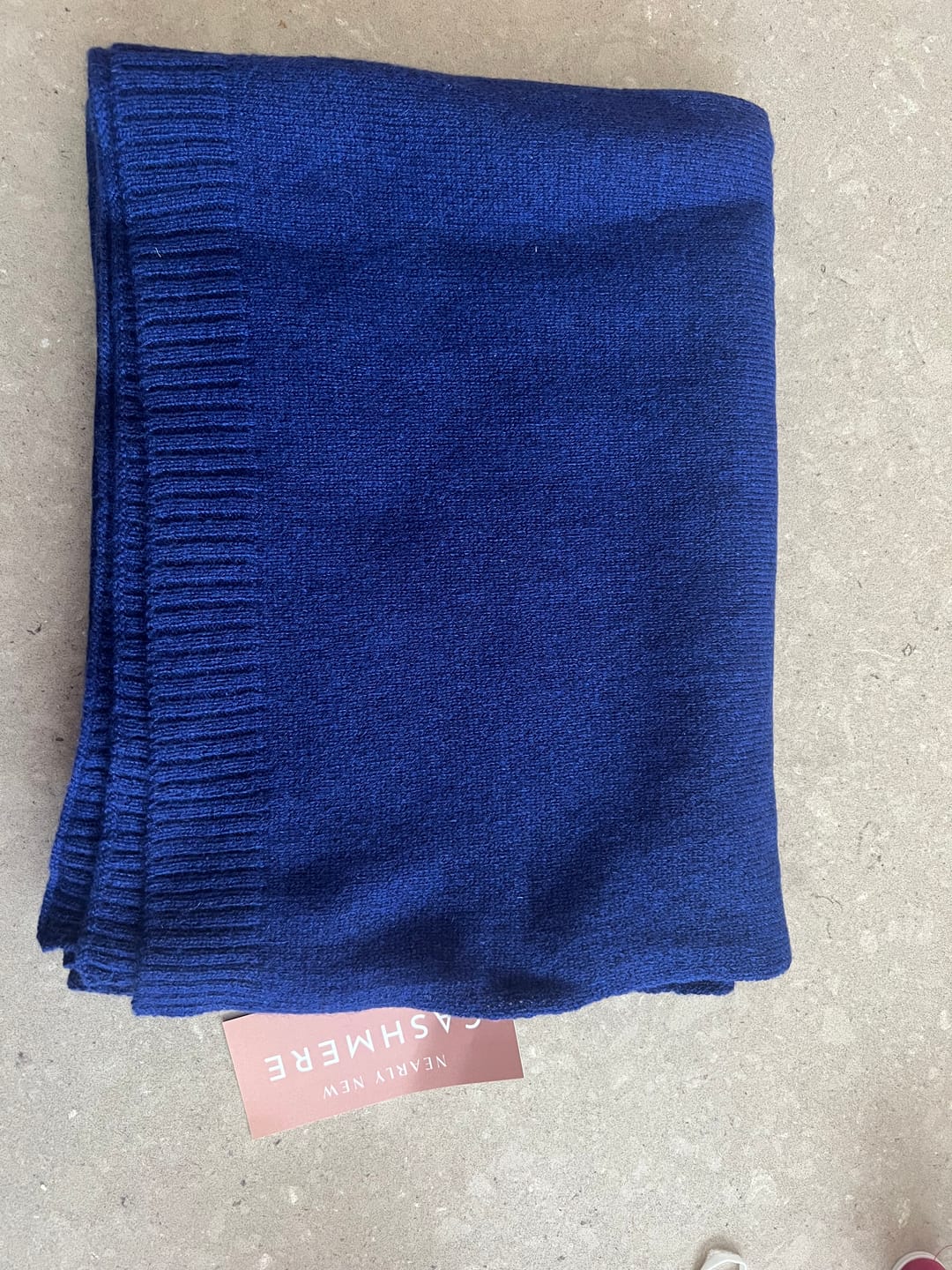 Customer photo review of Brand New Lapis Blue Recycled Cashmere Wrap