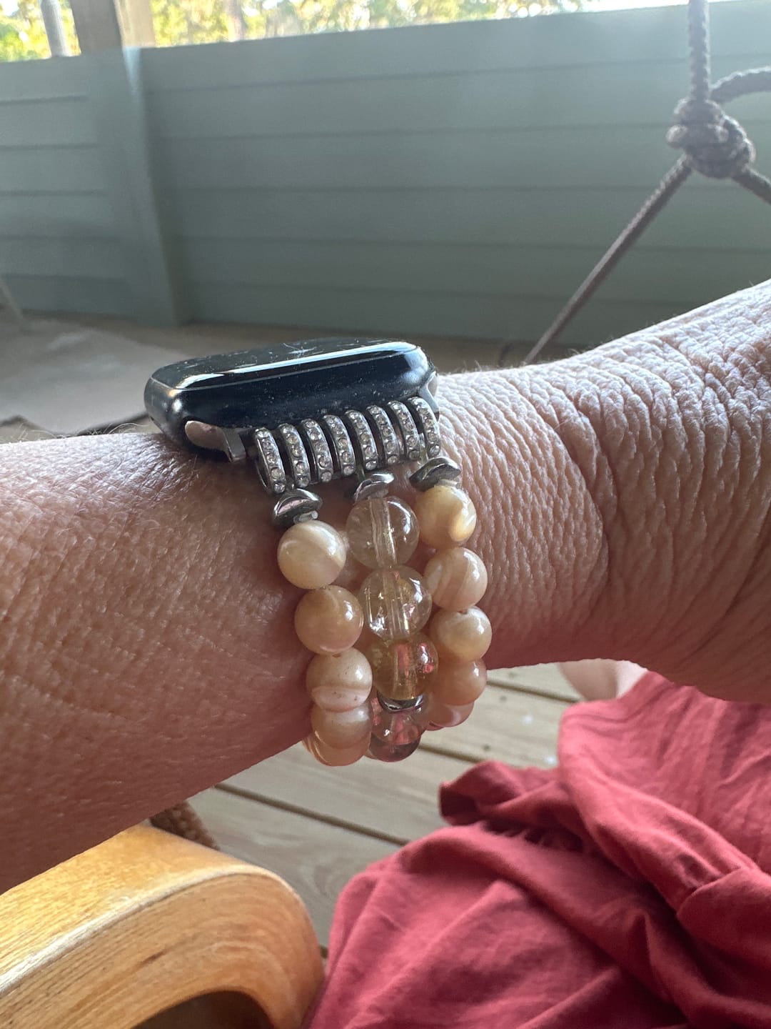 Customer photo review of Honey Quartz Stretch Apple Watch Strap