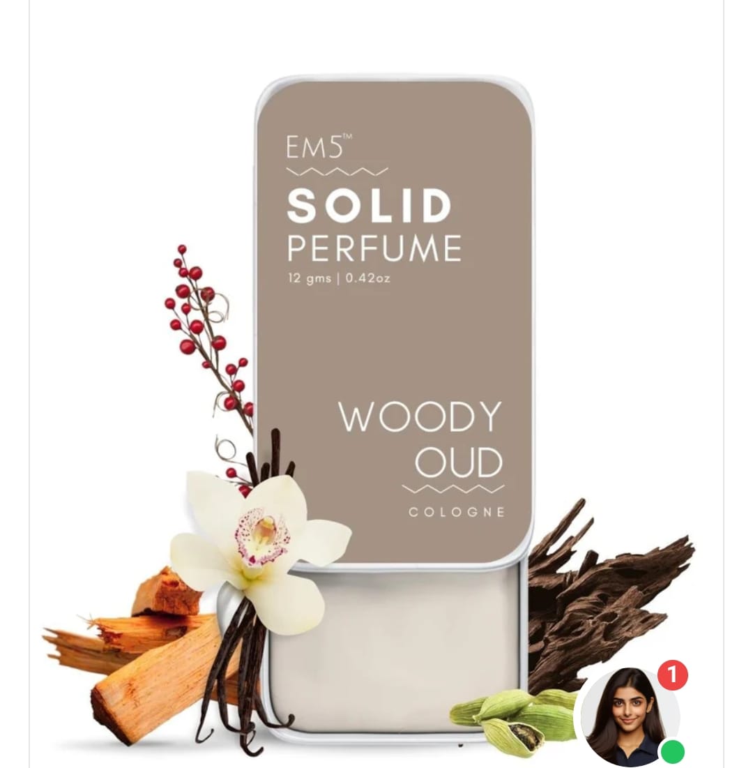 Customer photo review of EM5™ Woody Oud | Solid Perfume for Men & Women | Alcohol Free | Woody Oud Spicy | With the Goodness of Beeswax + Shea Butter