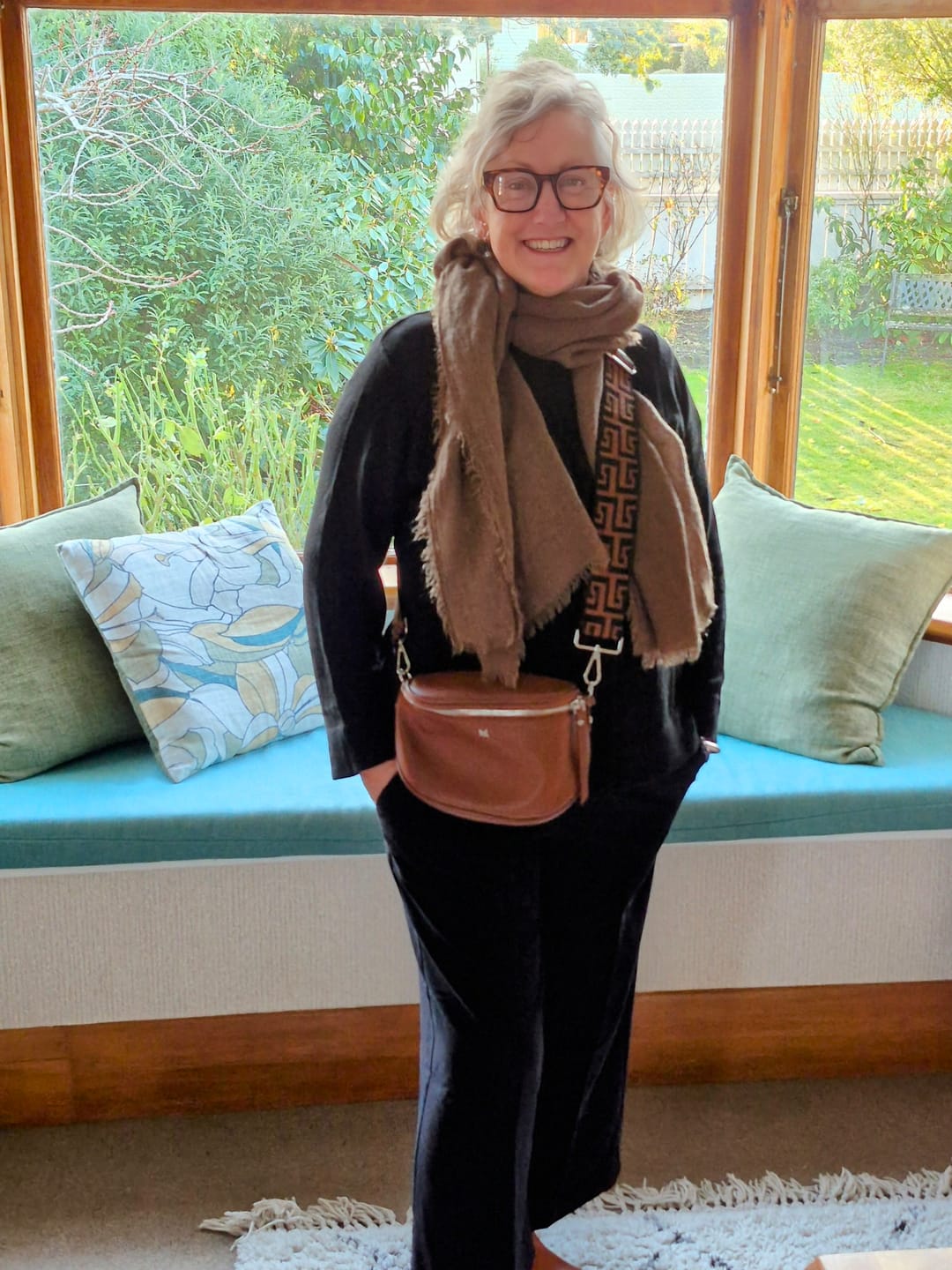 Customer photo review of Dani Leather Crossover Bag - Toffee