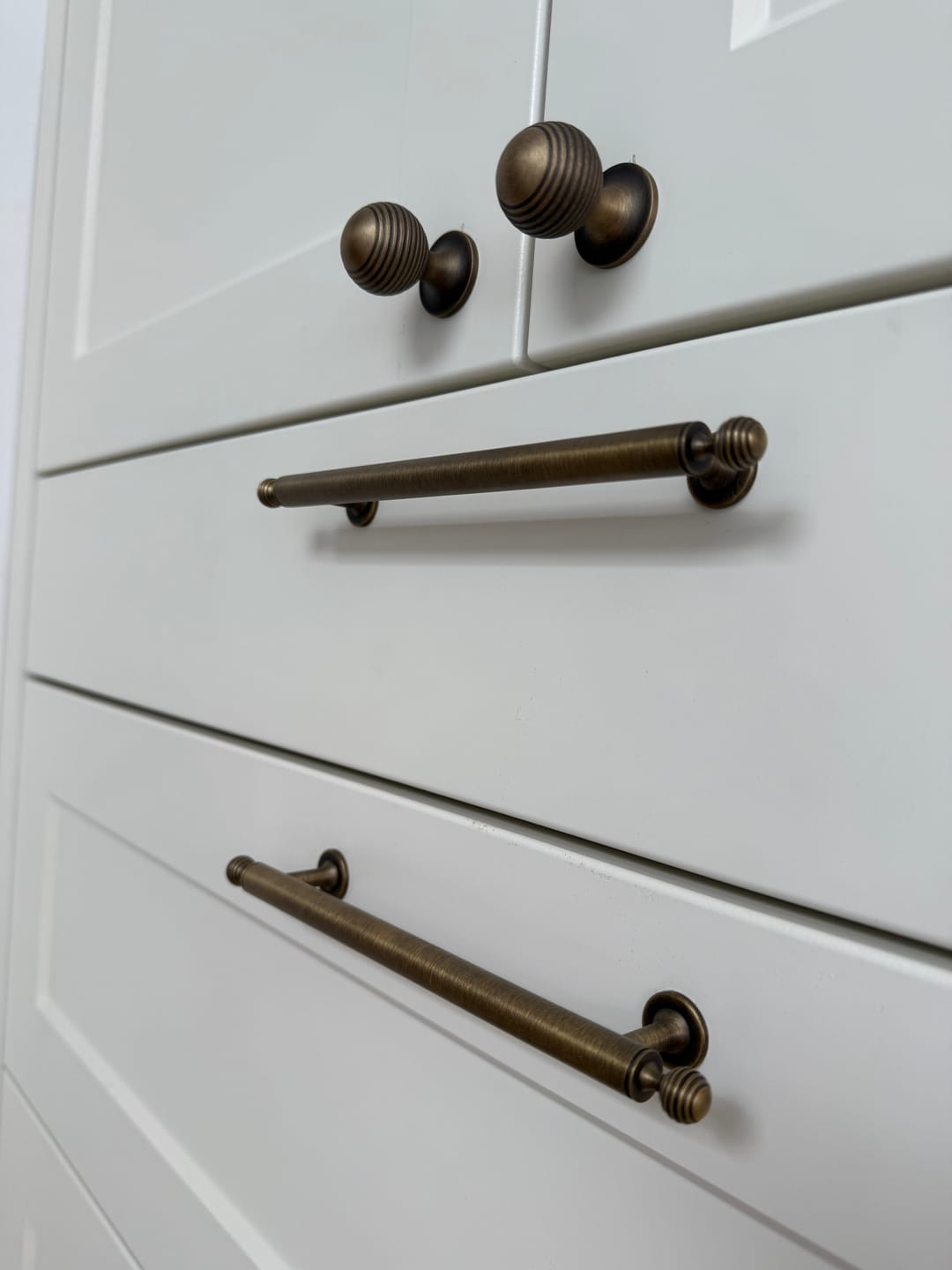 Customer photo review of Antique Brass Cabinet Pulls | Beehive | Aurea Caelum
