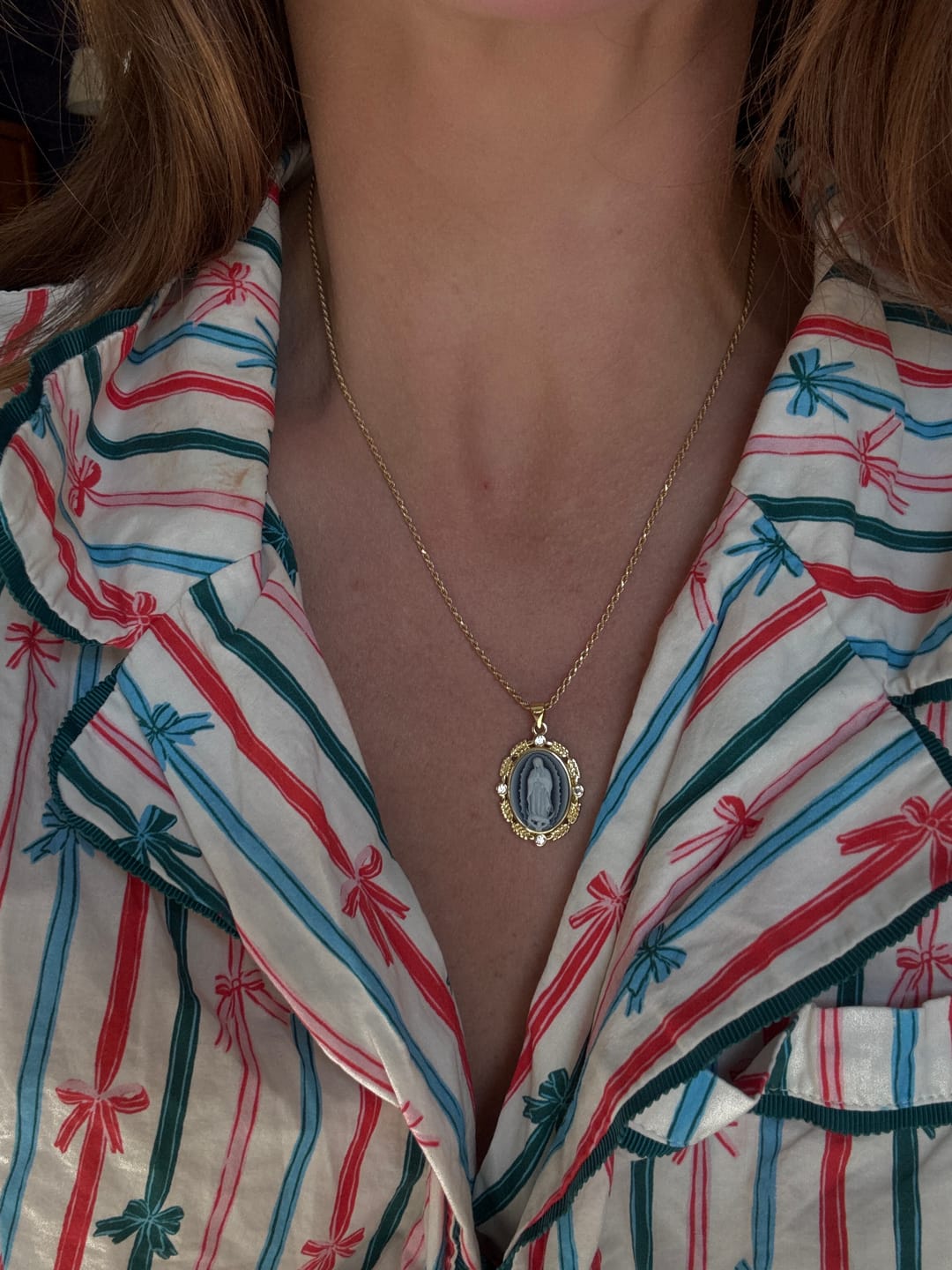 Customer photo review of French Blue Cameo Mary Necklace