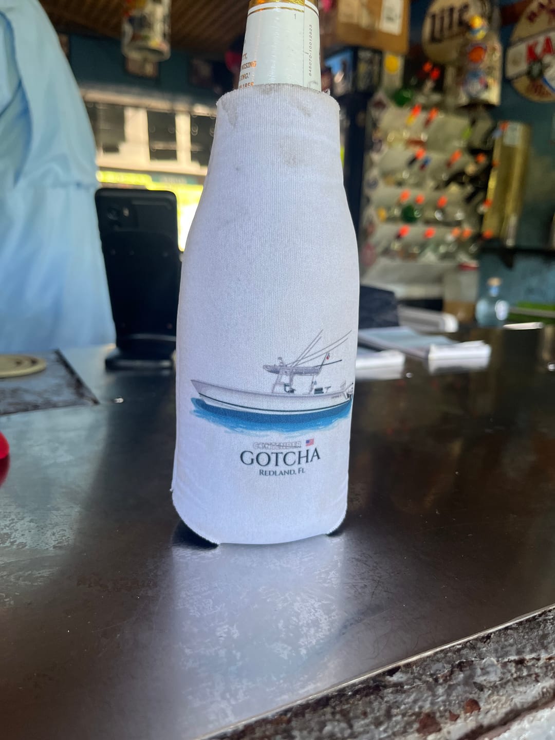 Customer photo review of Custom Boat Bottle Koozie
