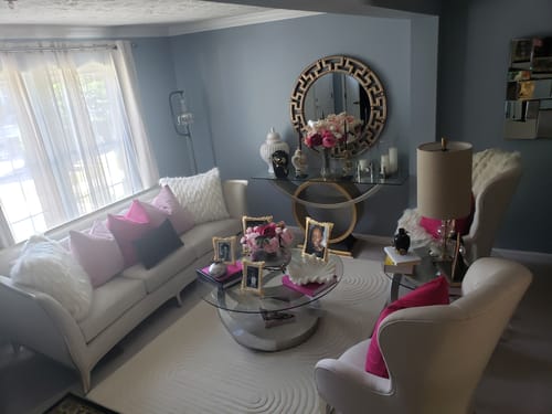 Customer photo review of Blush Pink Velvet Pillow Cover