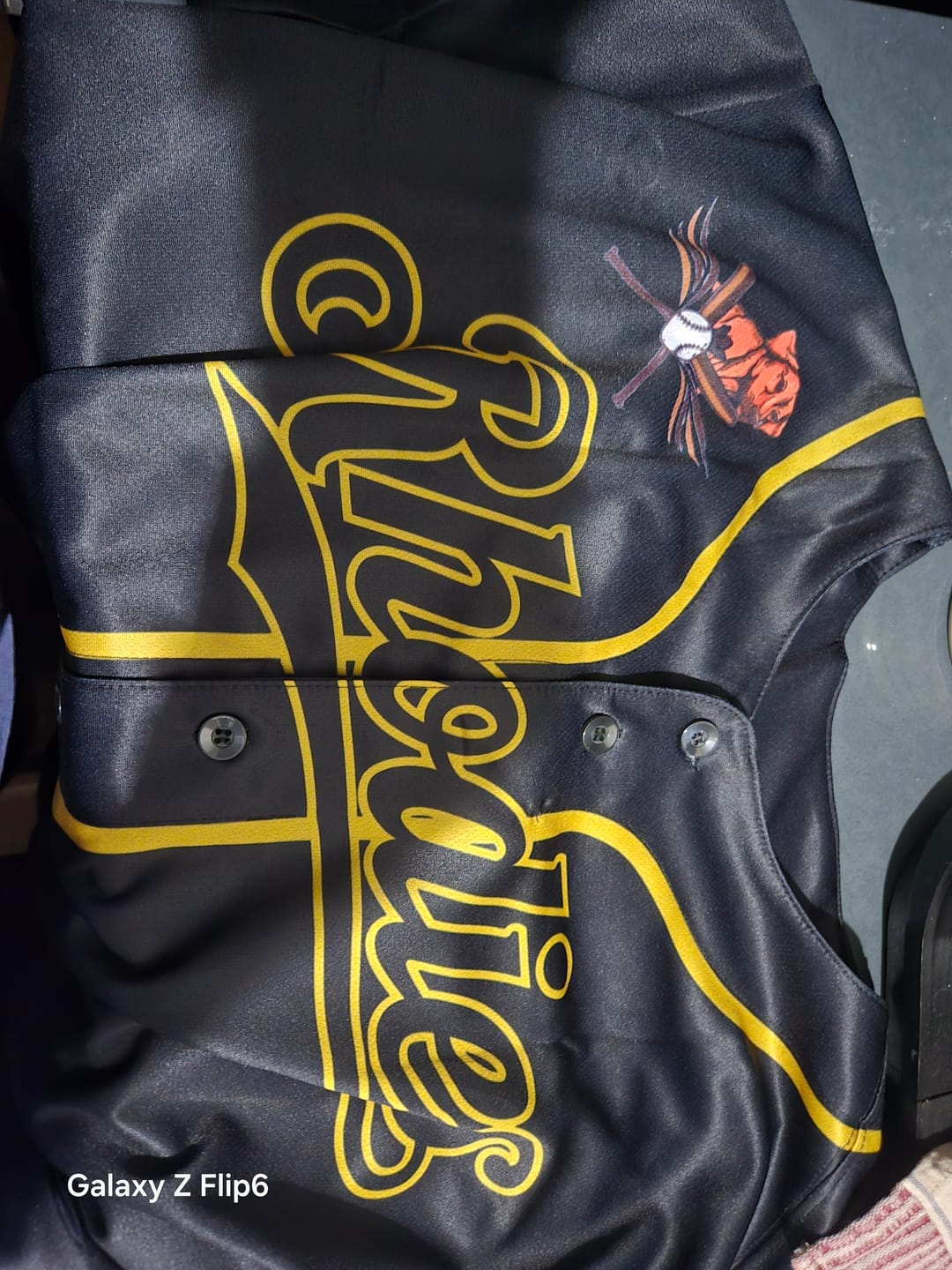 Customer photo review of Custom Black Old Gold Classic Style Authentic Baseball Jersey