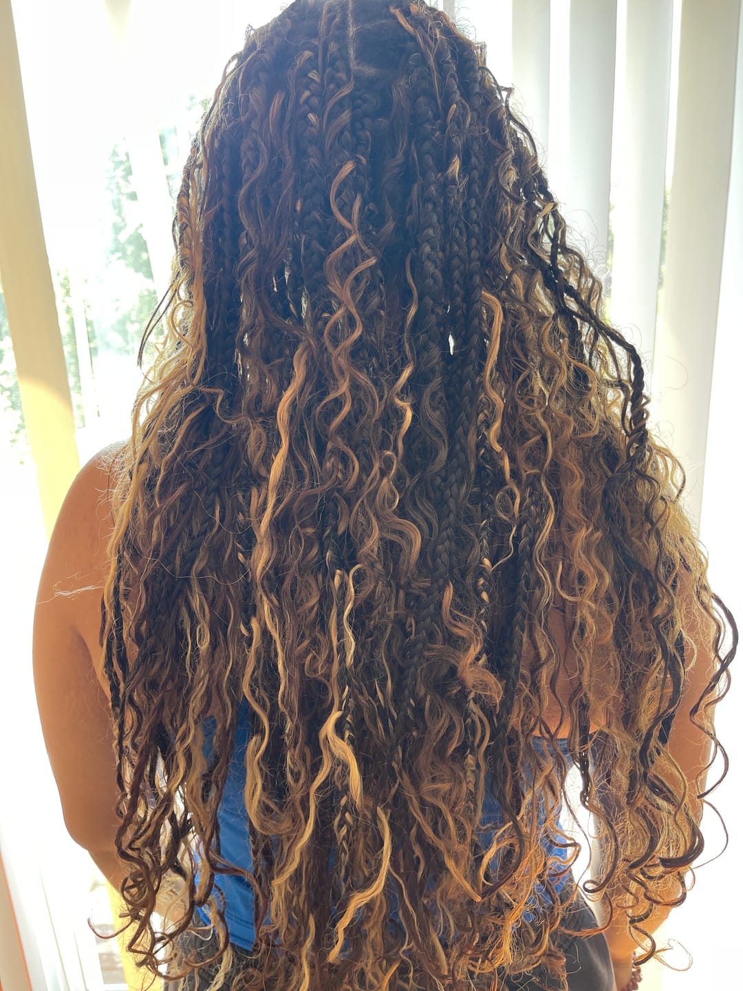 Customer photo review of #4/#27 Piano Color Deep Wave Bulk Hair Extensions for Braiding