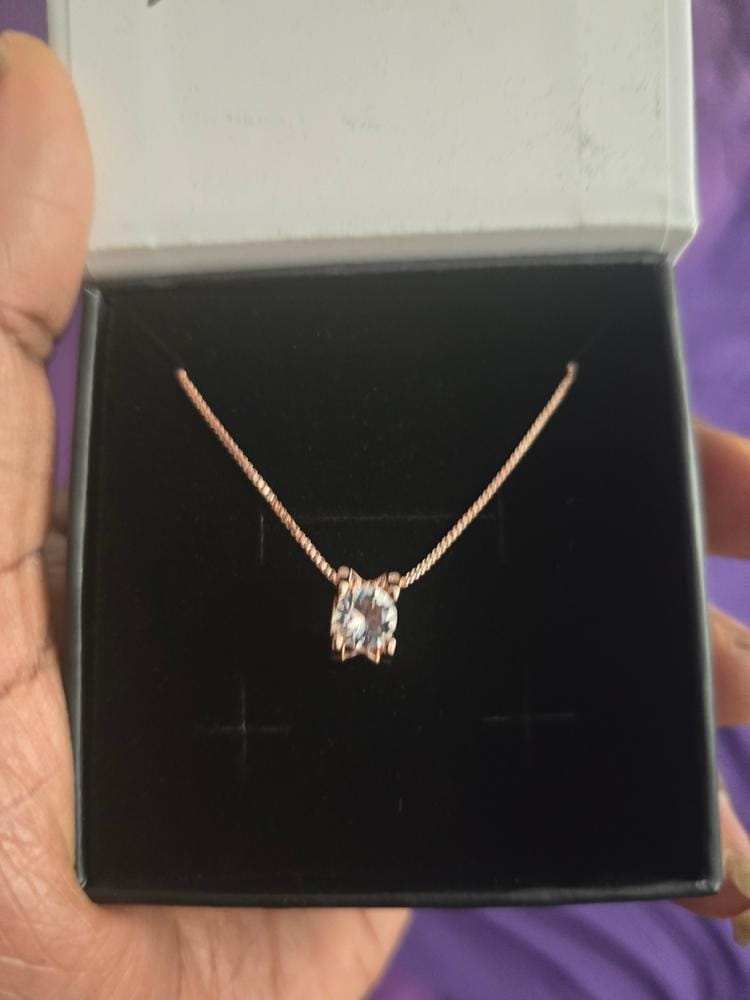 Customer photo review of Clara 18k White Gold Plated Pendant Necklace with Solitaire Round Cut Swarovski Crystal