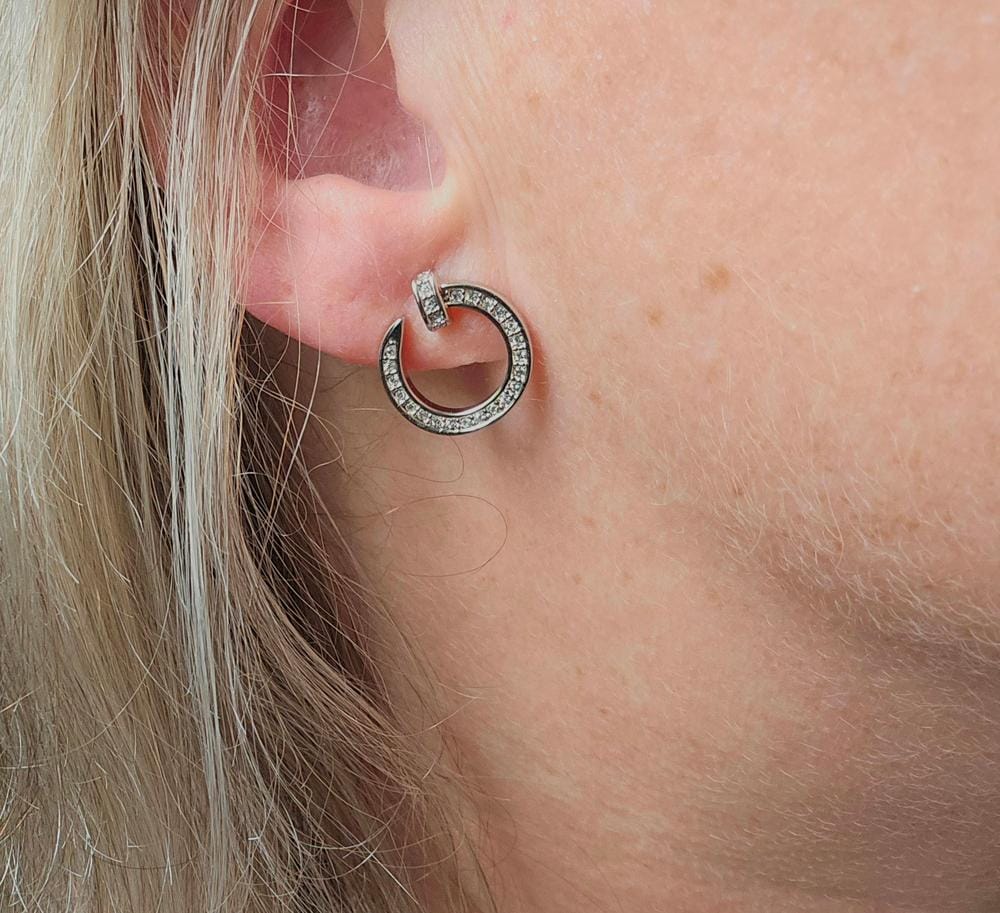 Customer photo review of Rachel 18k White Gold Plated 19mm Hoop Earrings with Swarovski Crystals