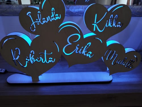 Customer photo review of Lampada Cuori Personalizzata Con Nomi Famiglia o Coppia